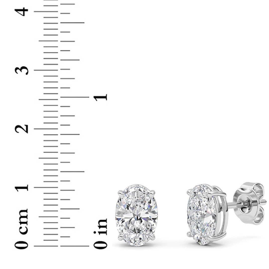 Oval Shaped Solitaire Lab Grown Diamond Earrings (F/VS) in 14K White Gold