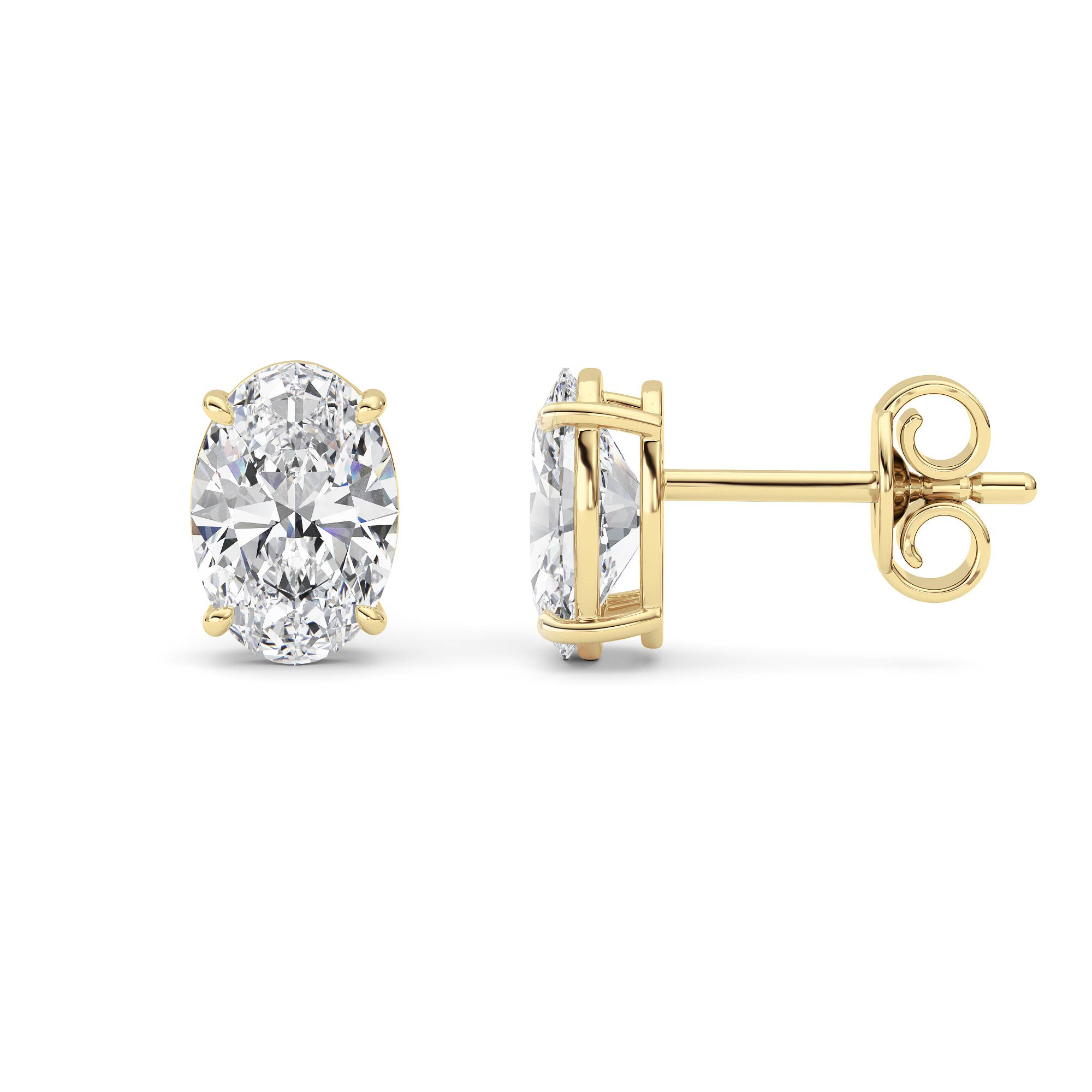 Oval Shaped Solitaire Lab Grown Diamond Earrings (F/VS) in 14K White Gold