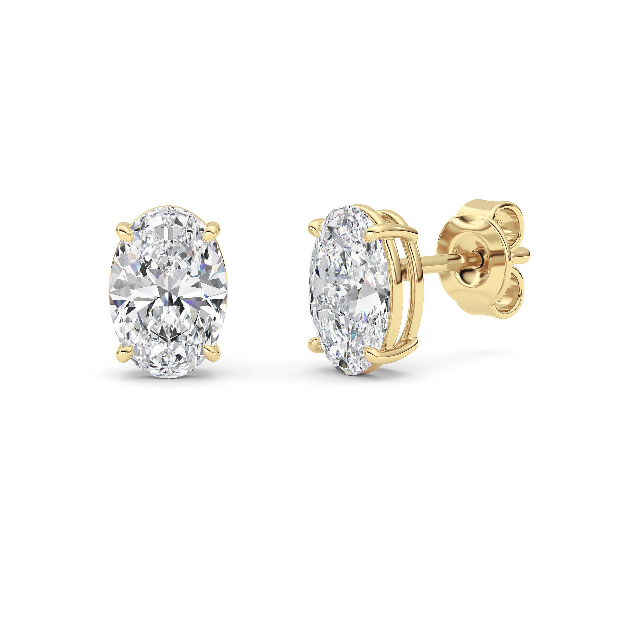 Oval Shaped Solitaire Lab Grown Diamond Earrings (F/VS) in 14K White Gold