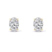 Oval Shaped Solitaire Lab Grown Diamond Earrings (F/VS) in 14K White Gold