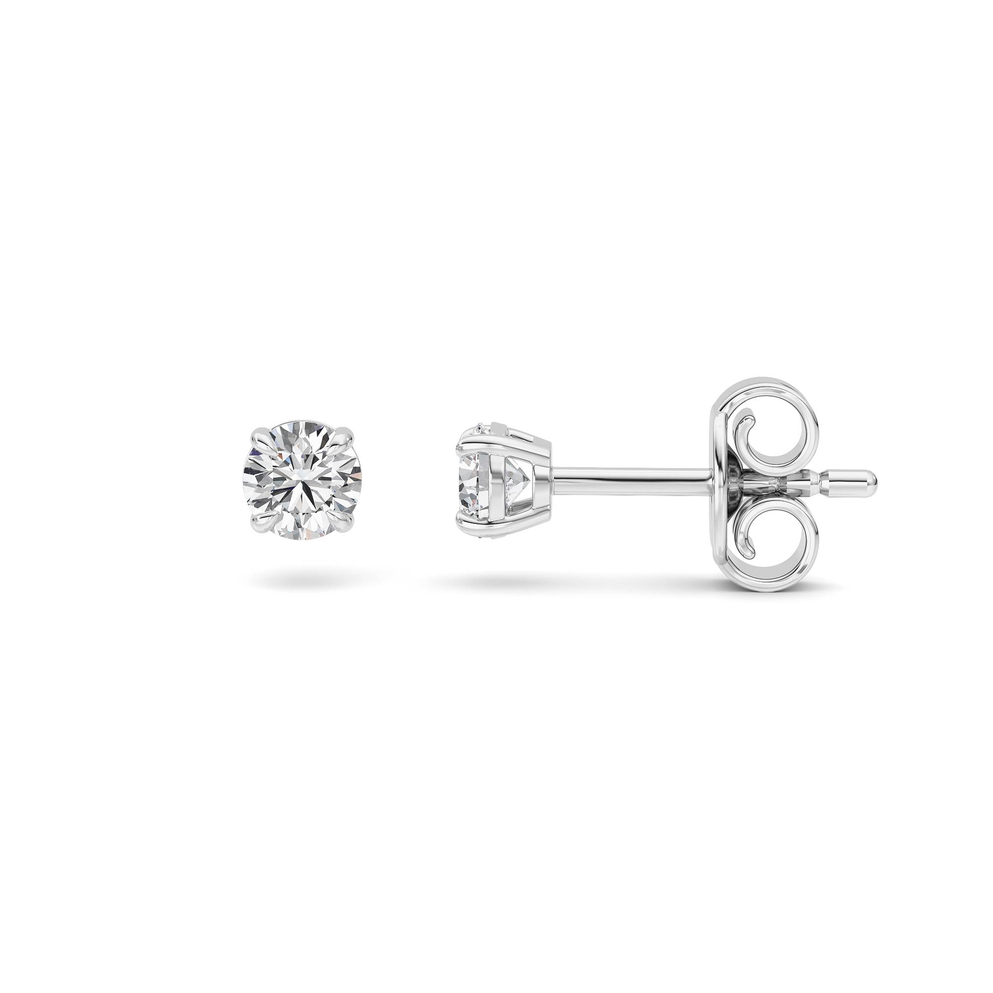 Round Shaped Lab Grown Diamond (F/VS) Stud Earrings in 14K Gold