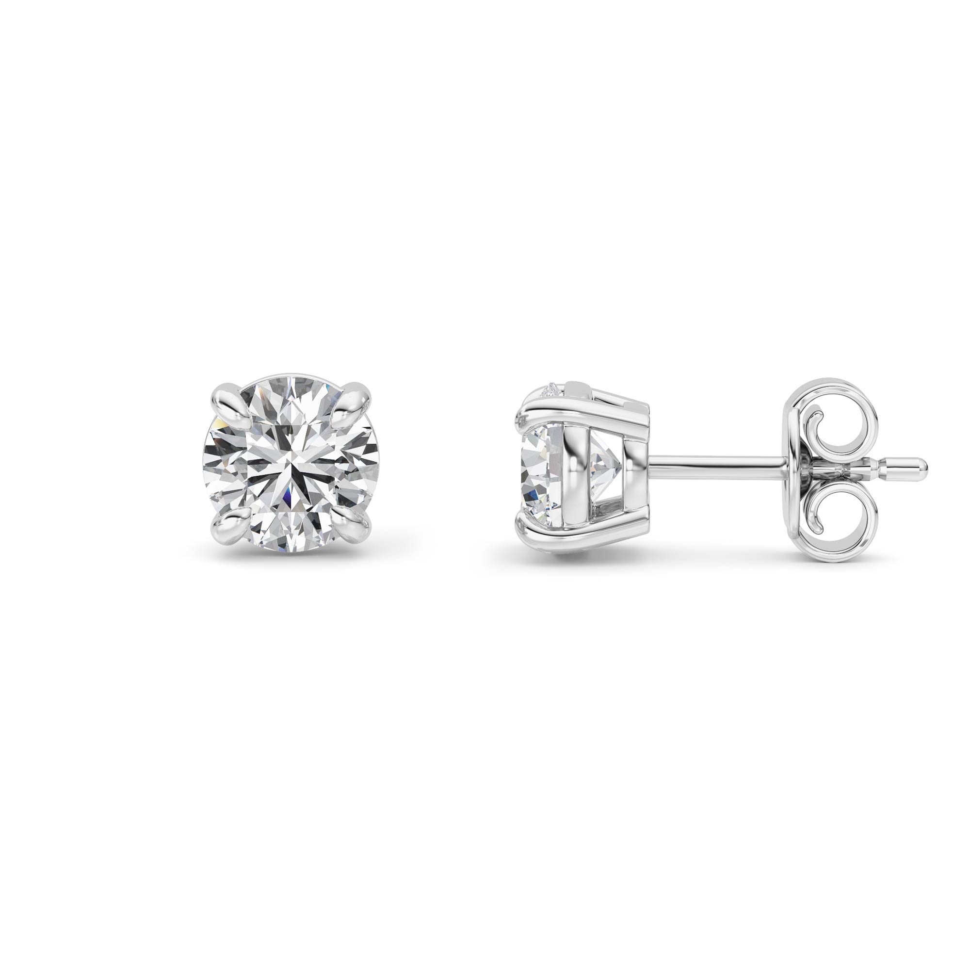Round Shaped Lab Grown Diamond (F/VS) Stud Earrings in 14K Gold