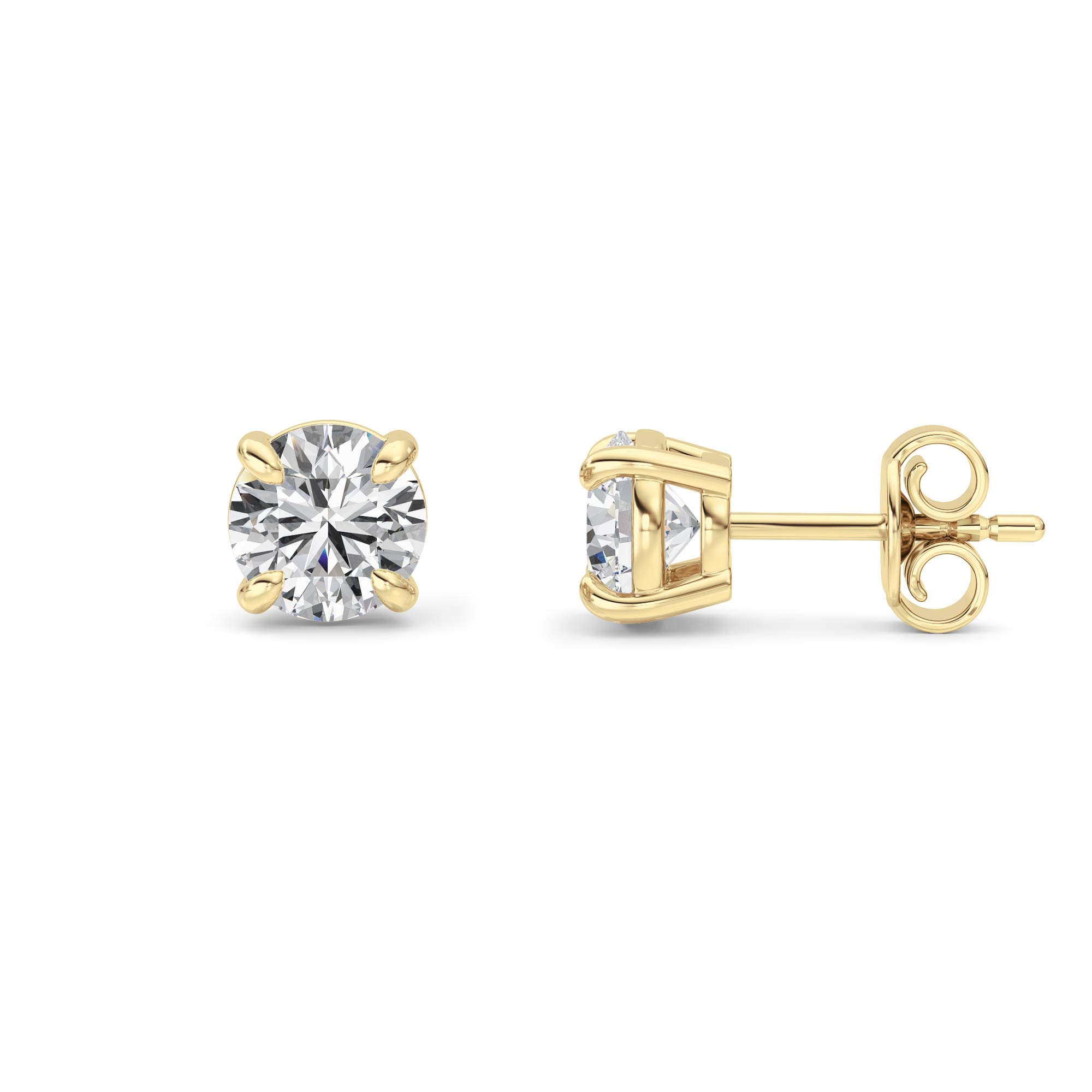Round Shaped Lab Grown Diamond (F/VS) Stud Earrings in 14K Gold