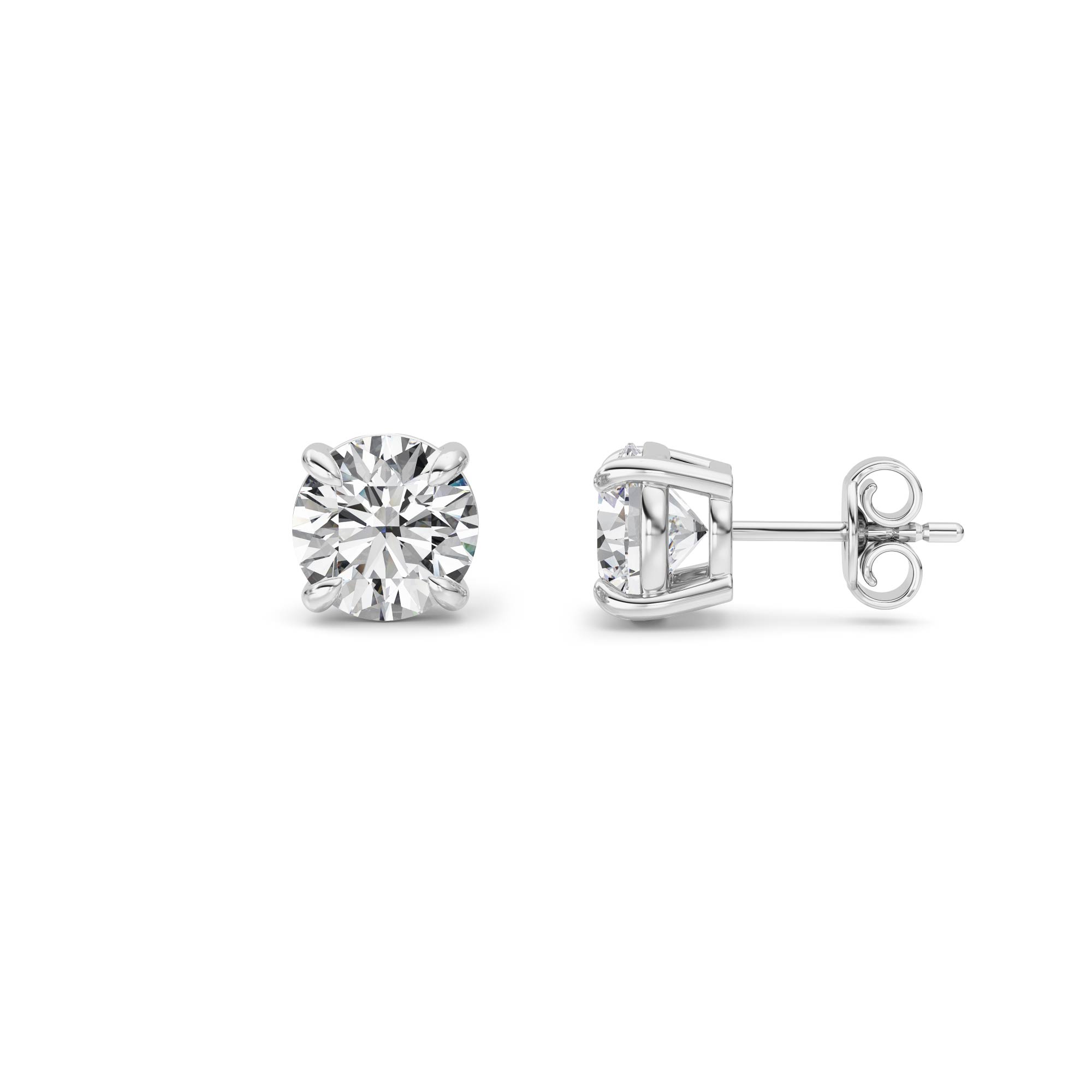 Round Shaped Lab Grown Diamond (F/VS) Stud Earrings in 14K Gold