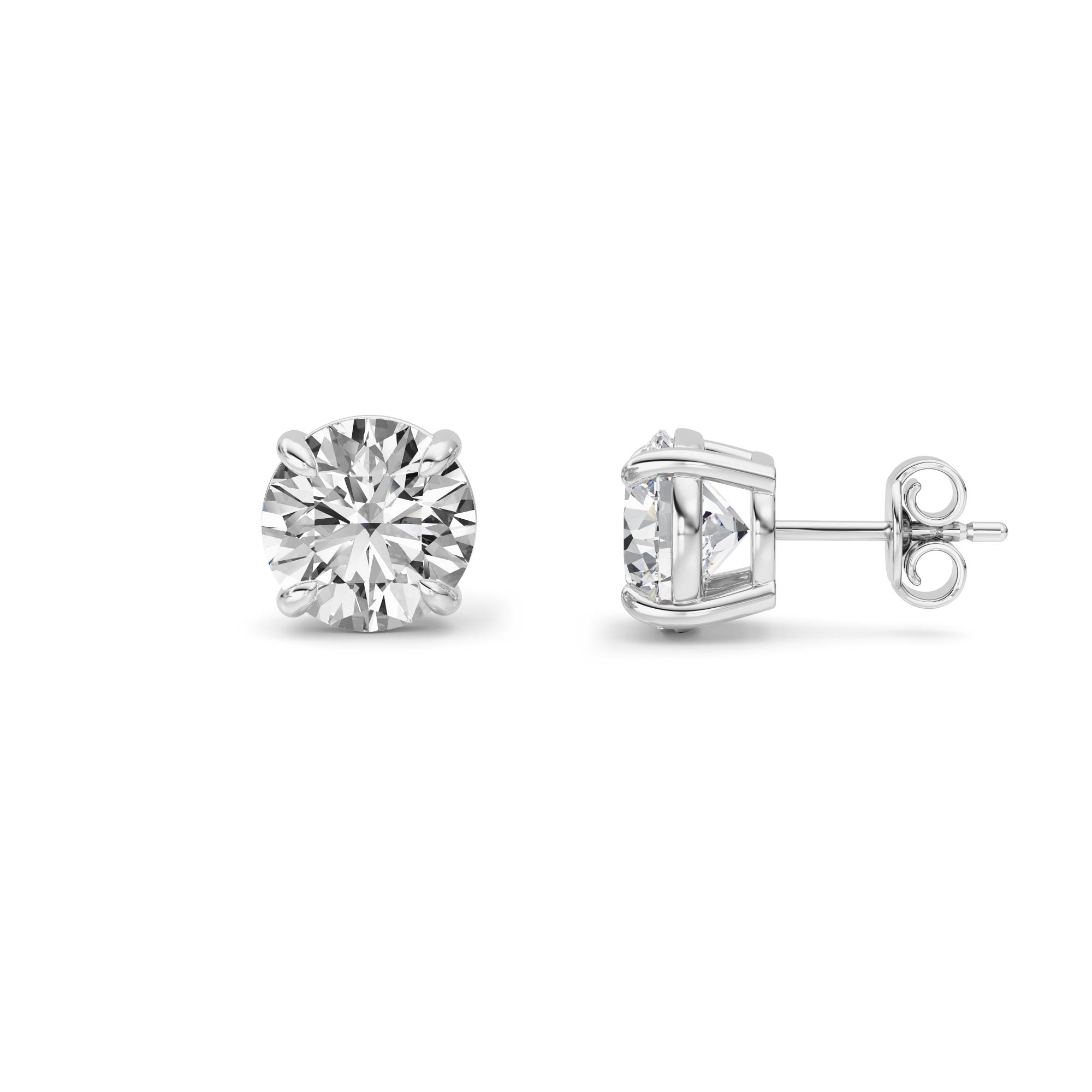 Round Shaped Lab Grown Diamond (F/VS) Stud Earrings in 14K Gold