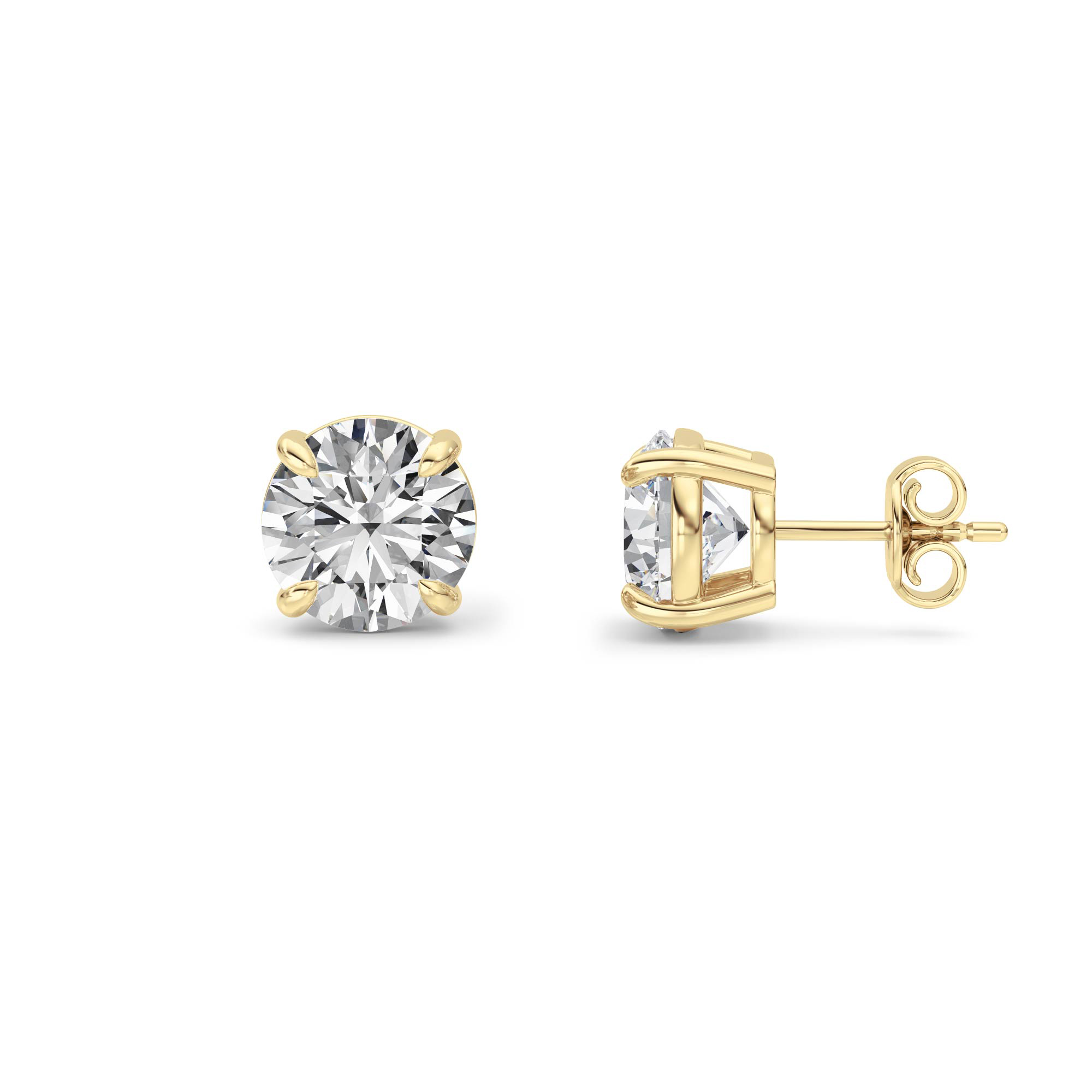Round Shaped Lab Grown Diamond (F/VS) Stud Earrings in 14K Gold