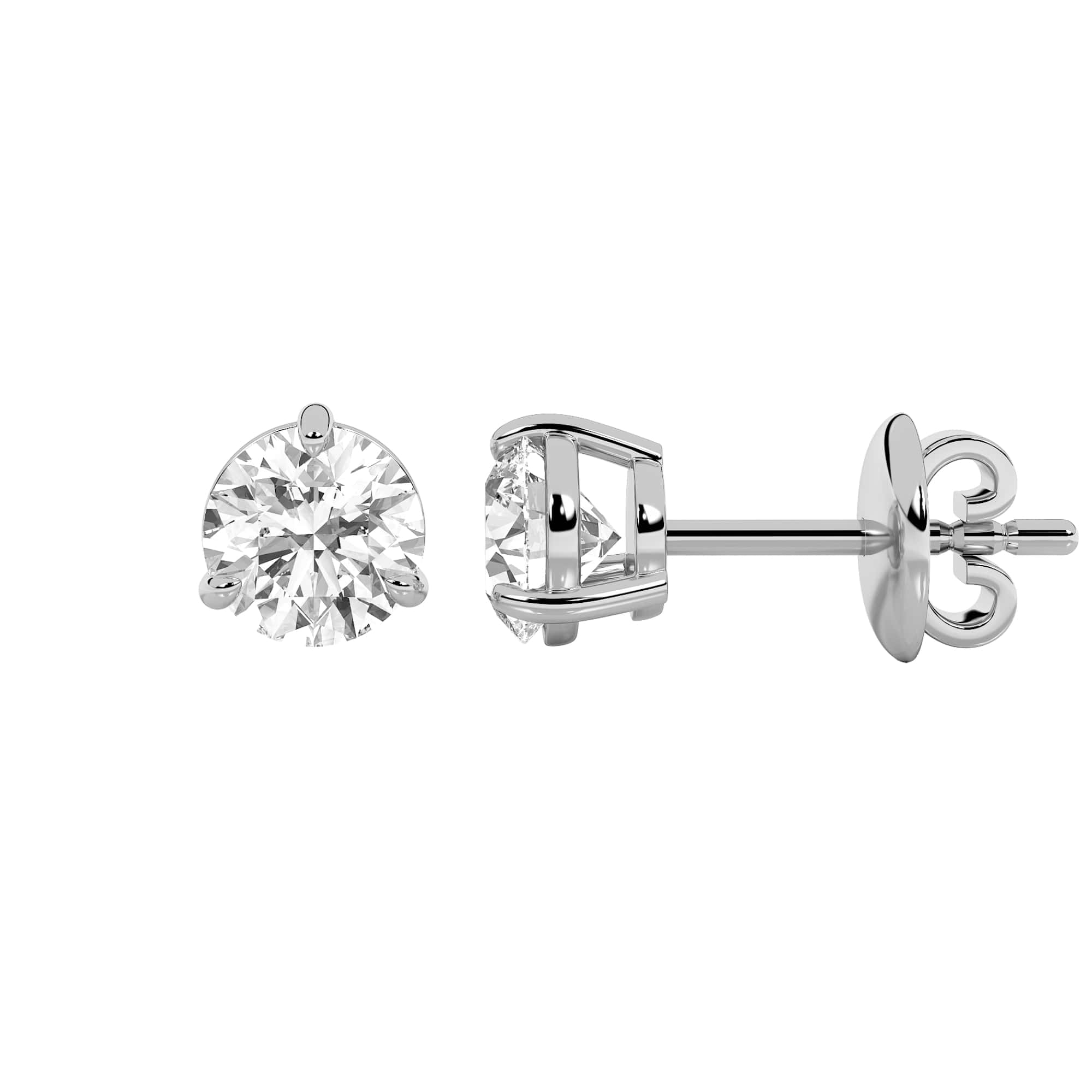 1Cttw Round Shaped Lab Grown Diamond (F/VS) Classic Basket Set Stud Earrings in 14K Gold