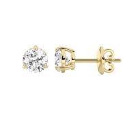 1Cttw Round Shaped Lab Grown Diamond (F/VS) Classic Basket Set Stud Earrings in 14K Gold