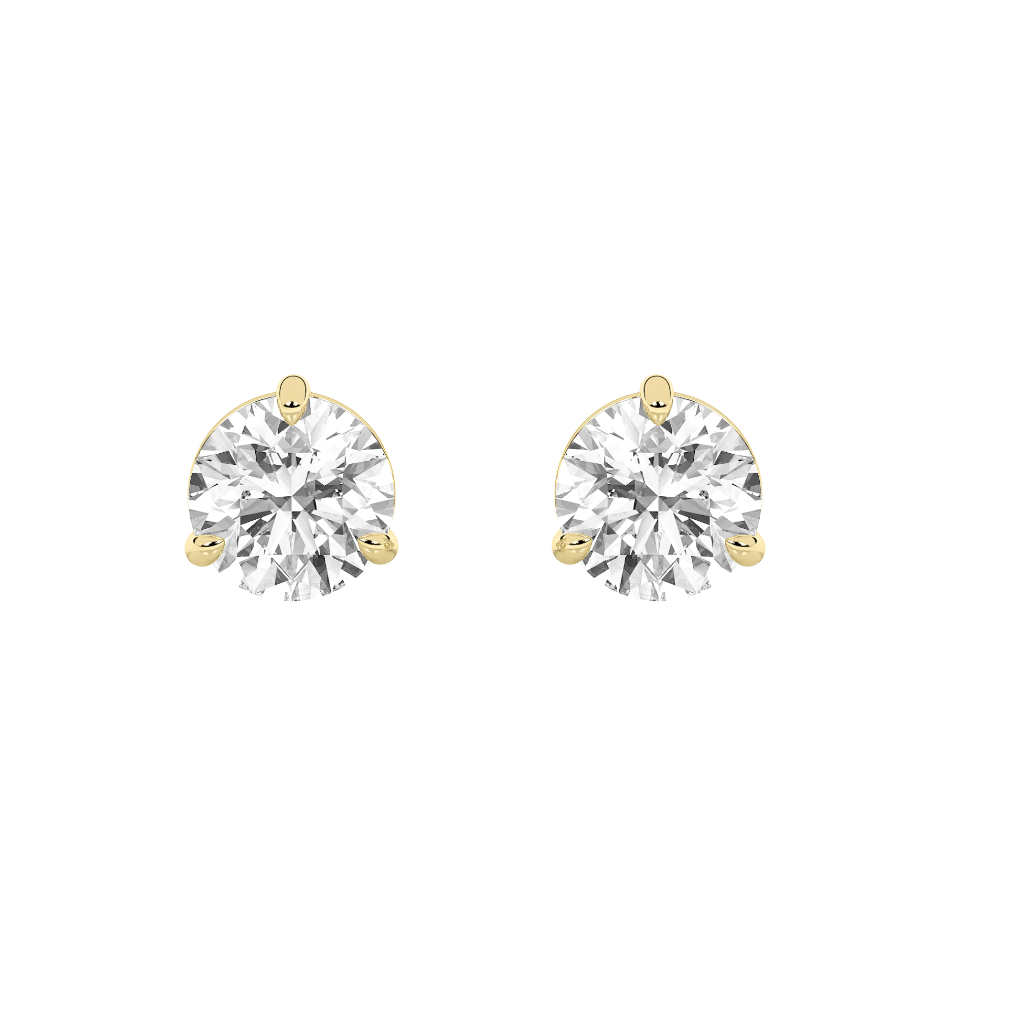 1Cttw Round Shaped Lab Grown Diamond (F/VS) Classic Basket Set Stud Earrings in 14K Gold