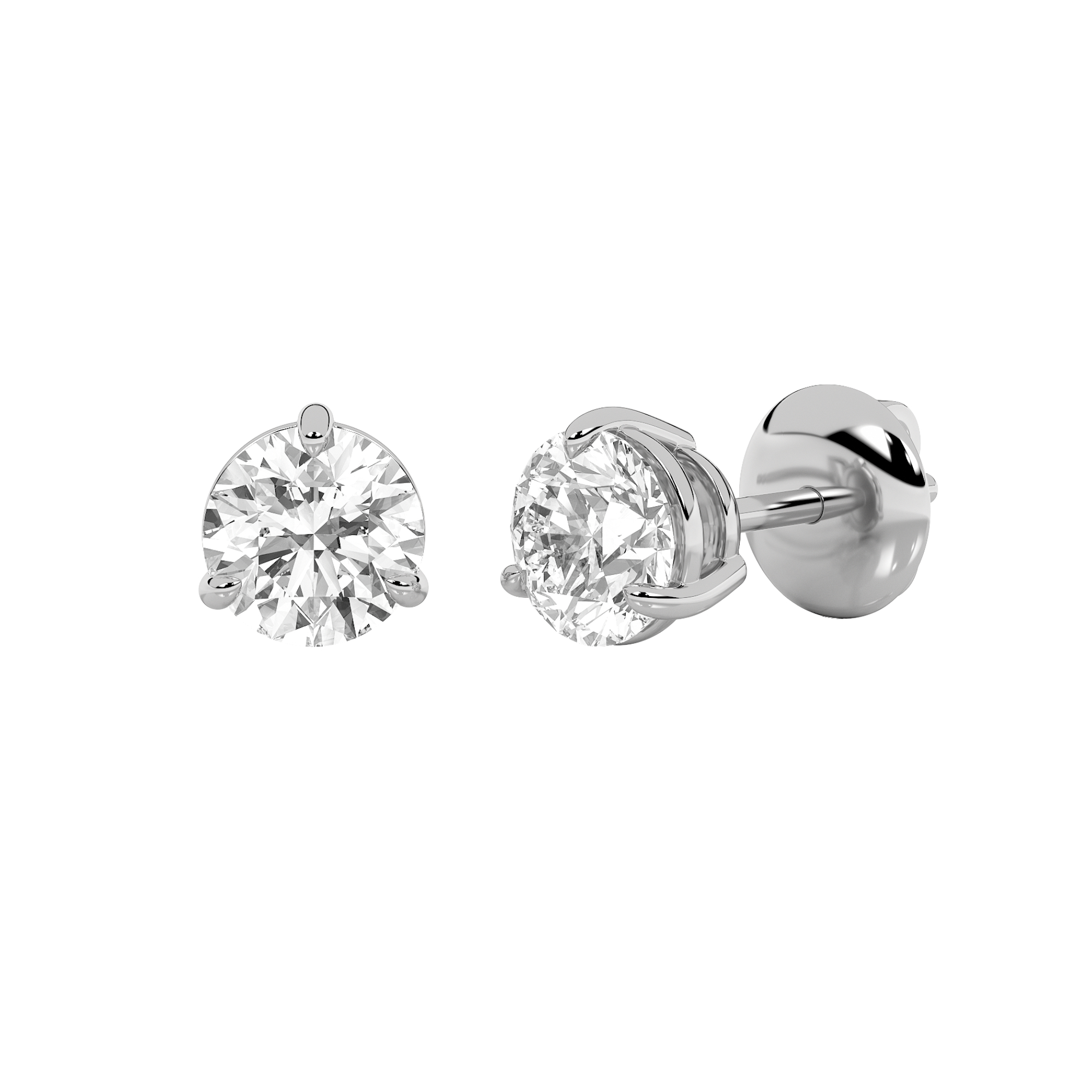 1Cttw Round Shaped Lab Grown Diamond (F/VS) Classic Basket Set Stud Earrings in 14K Gold