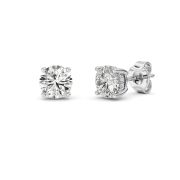 Round Shaped Lab Grown Diamond (F/VS) Hidden Halo Stud Earrings in 14K Gold