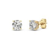 Round Shaped Lab Grown Diamond (F/VS) Hidden Halo Stud Earrings in 14K Gold