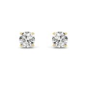 Round Shaped Lab Grown Diamond (F/VS) Hidden Halo Stud Earrings in 14K Gold