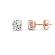 Round Shaped Lab Grown Diamond (F/VS) Hidden Halo Stud Earrings in 14K Gold
