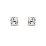 Round Shaped Lab Grown Diamond (F/VS) Hidden Halo Stud Earrings in 14K Gold