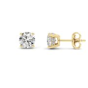 Round Shaped Lab Grown Diamond (F/VS) Hidden Halo Stud Earrings in 14K Gold