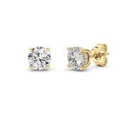 Round Shaped Lab Grown Diamond (F/VS) Hidden Halo Stud Earrings in 14K Gold