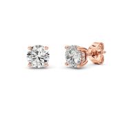 Round Shaped Lab Grown Diamond (F/VS) Hidden Halo Stud Earrings in 14K Gold