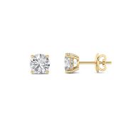 Round Shaped Lab Grown Diamond (F/VS) Hidden Halo Stud Earrings in 14K Gold