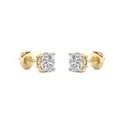 Round Shaped Lab Grown Diamond (F/VS) Hidden Halo Stud Earrings in 14K Gold