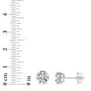 3Cttw Round Shaped Lab Grown Diamond (F/VS) Hidden Halo Stud Earrings in 14K Gold