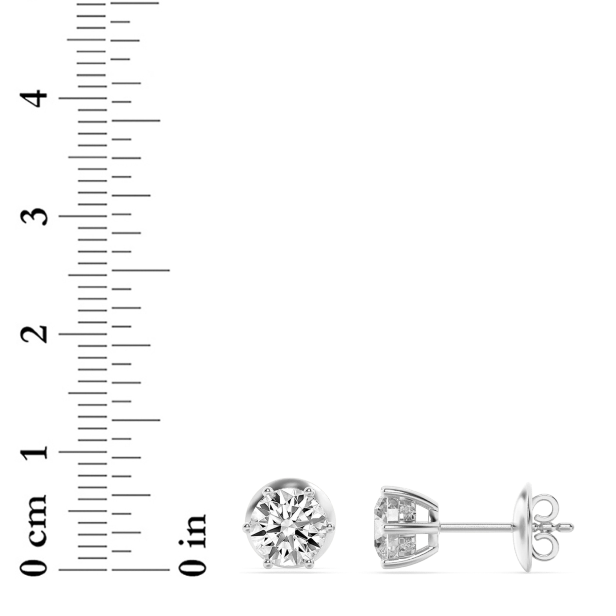 3Cttw Round Shaped Lab Grown Diamond (F/VS) Hidden Halo Stud Earrings in 14K Gold
