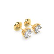 3Cttw Round Shaped Lab Grown Diamond (F/VS) Hidden Halo Stud Earrings in 14K Gold