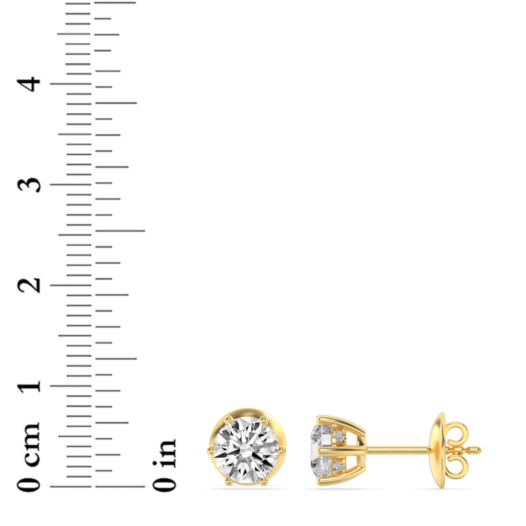 3Cttw Round Shaped Lab Grown Diamond (F/VS) Hidden Halo Stud Earrings in 14K Gold
