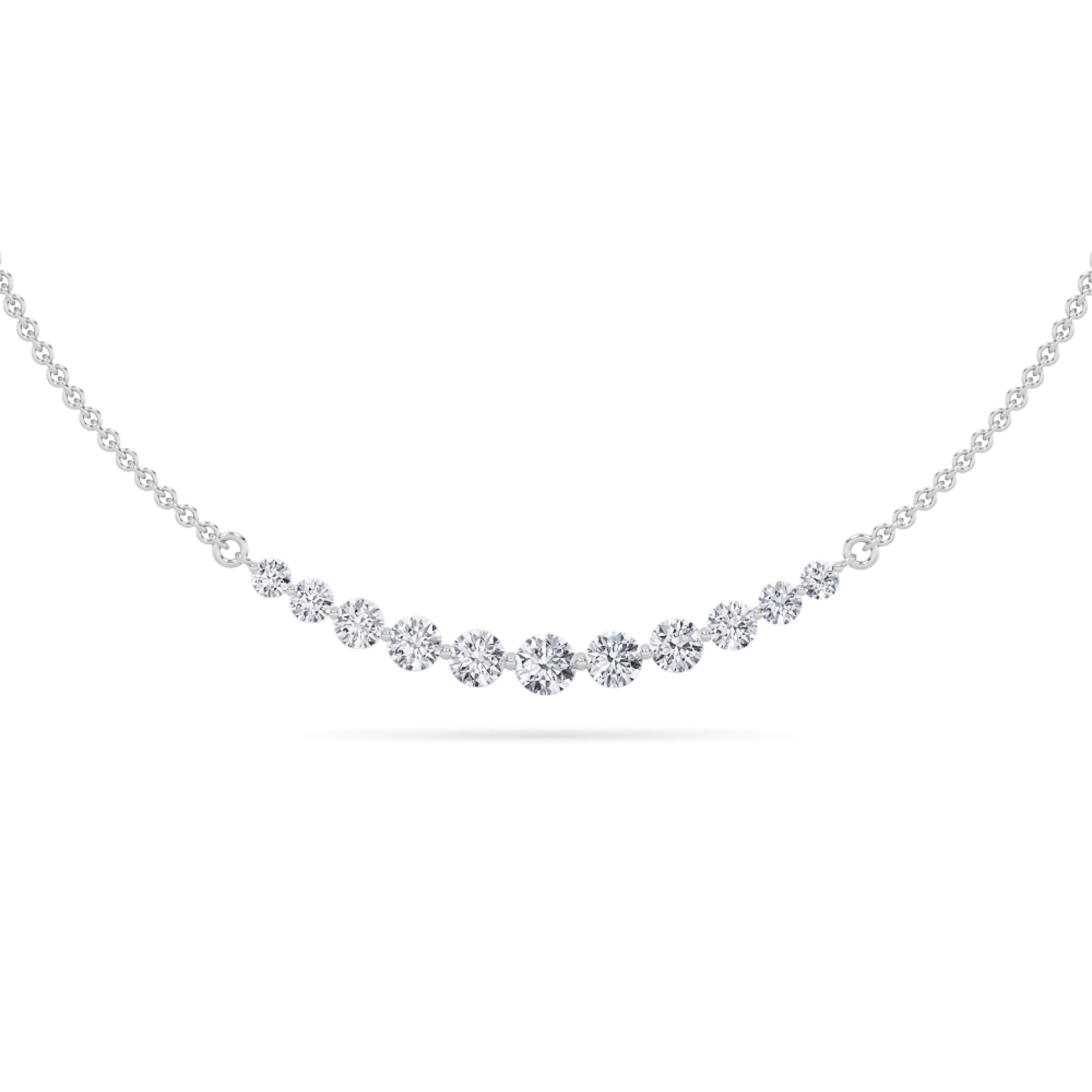 Round Shaped Lab Grown Diamond (F/VS) Graduating half Necklace in 14K Gold