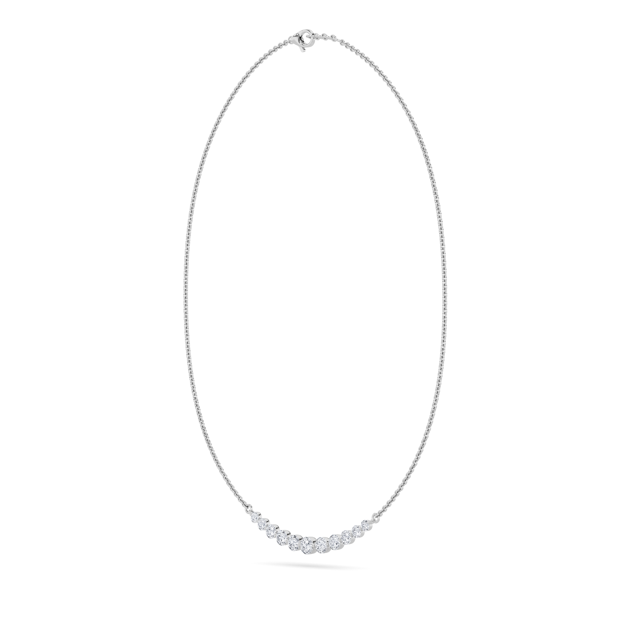 Round Shaped Lab Grown Diamond (F/VS) Graduating half Necklace in 14K Gold