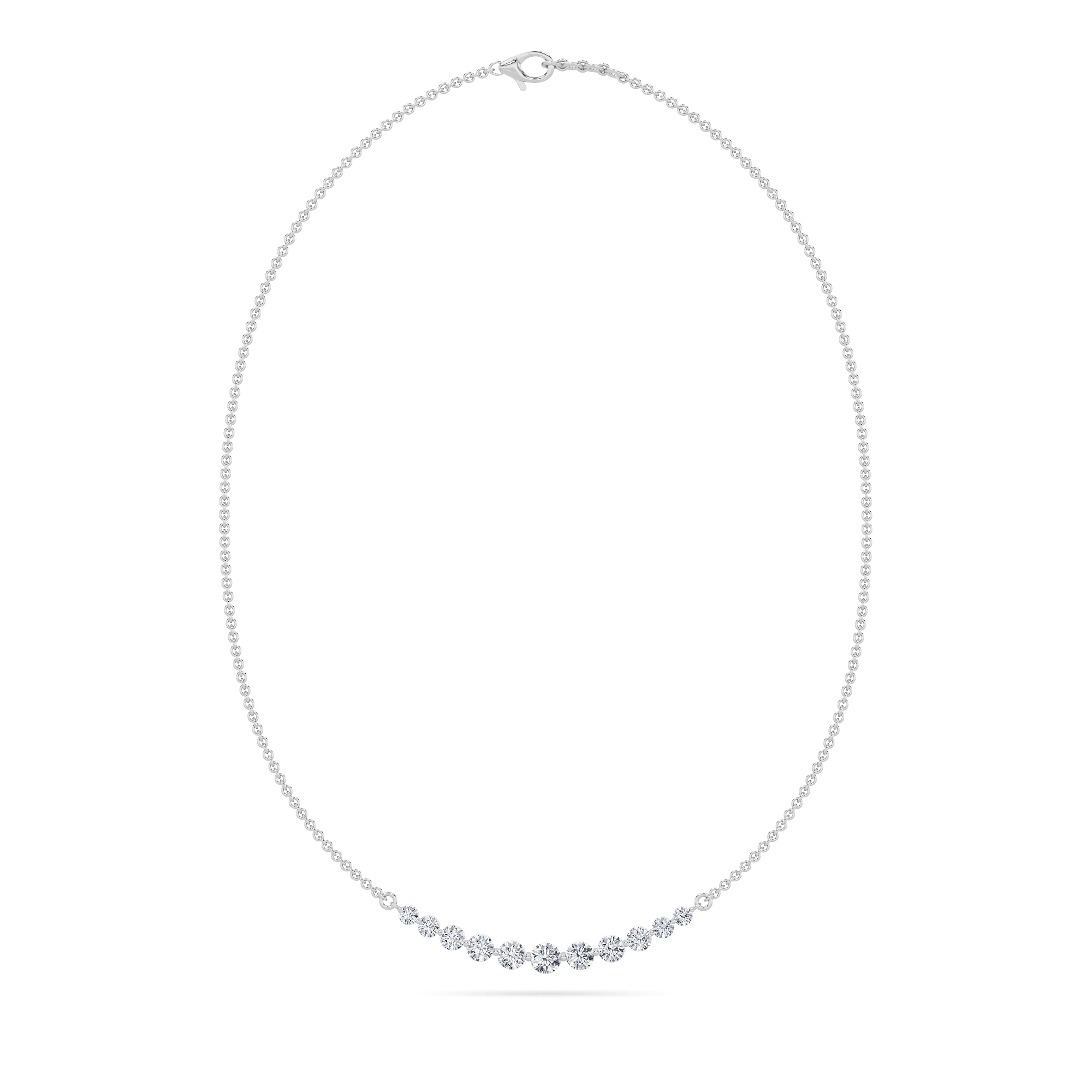 Round Shaped Lab Grown Diamond (F/VS) Graduating half Necklace in 14K Gold