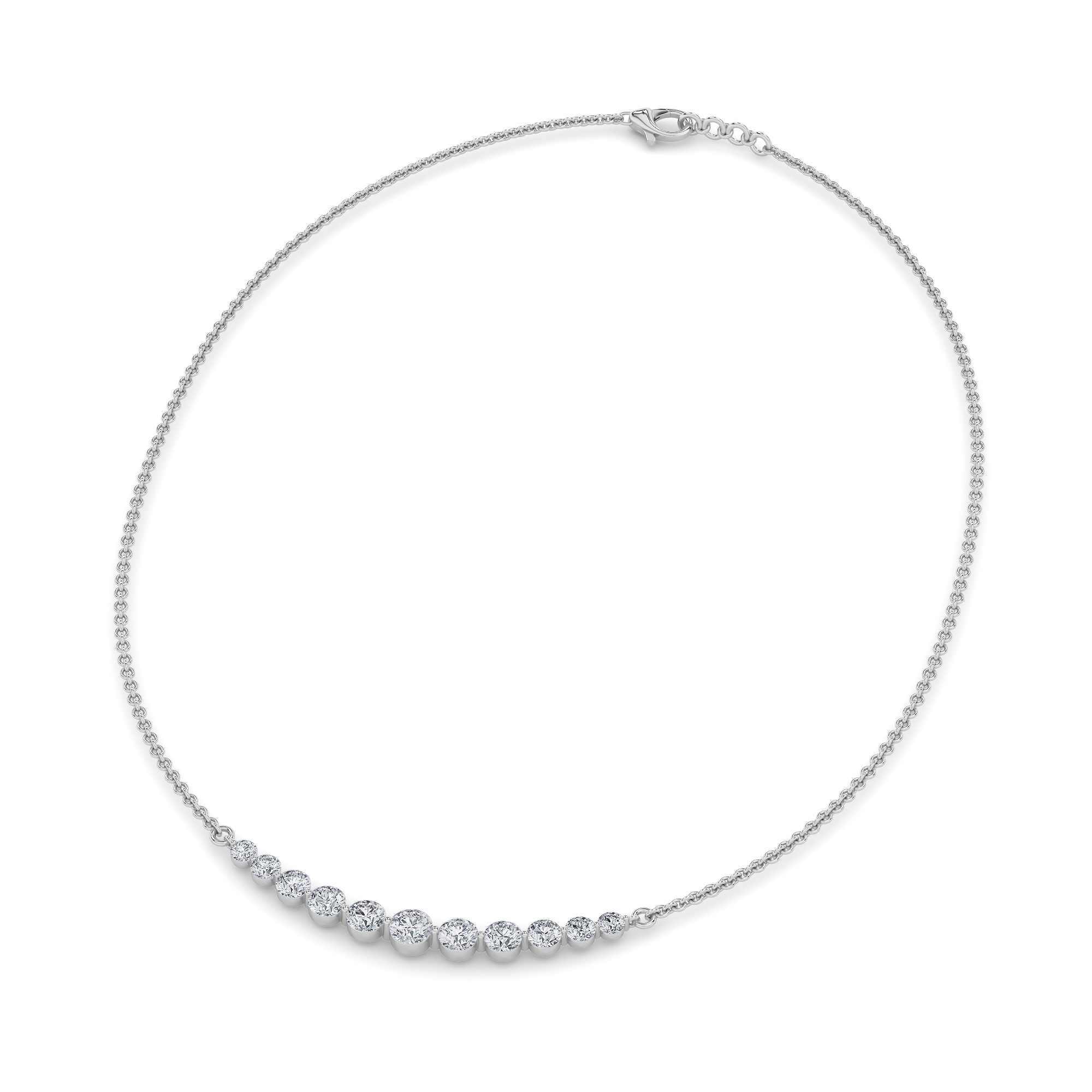 Round Shaped Lab Grown Diamond (F/VS) Graduating half Necklace in 14K Gold