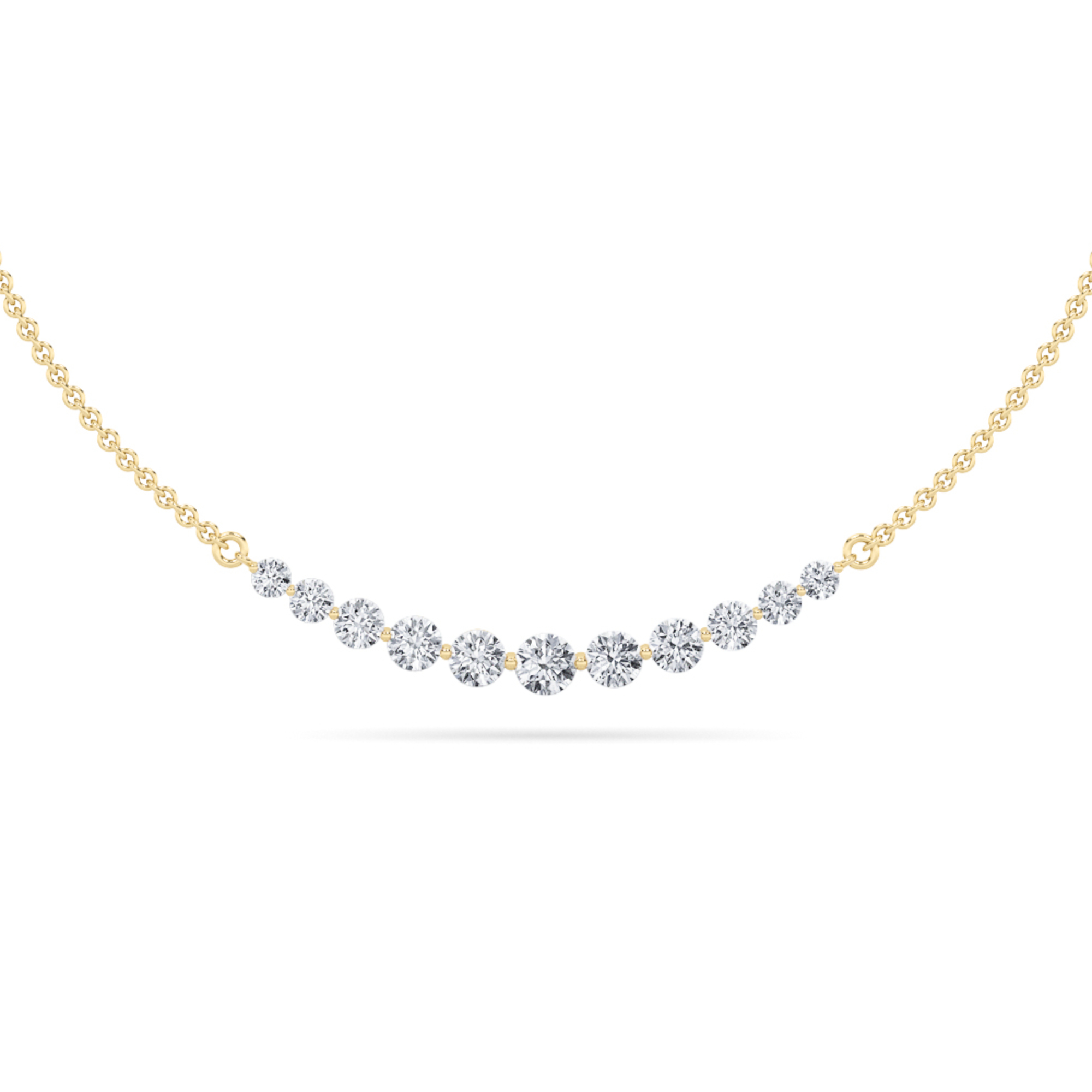 Round Shaped Lab Grown Diamond (F/VS) Graduating half Necklace in 14K Gold