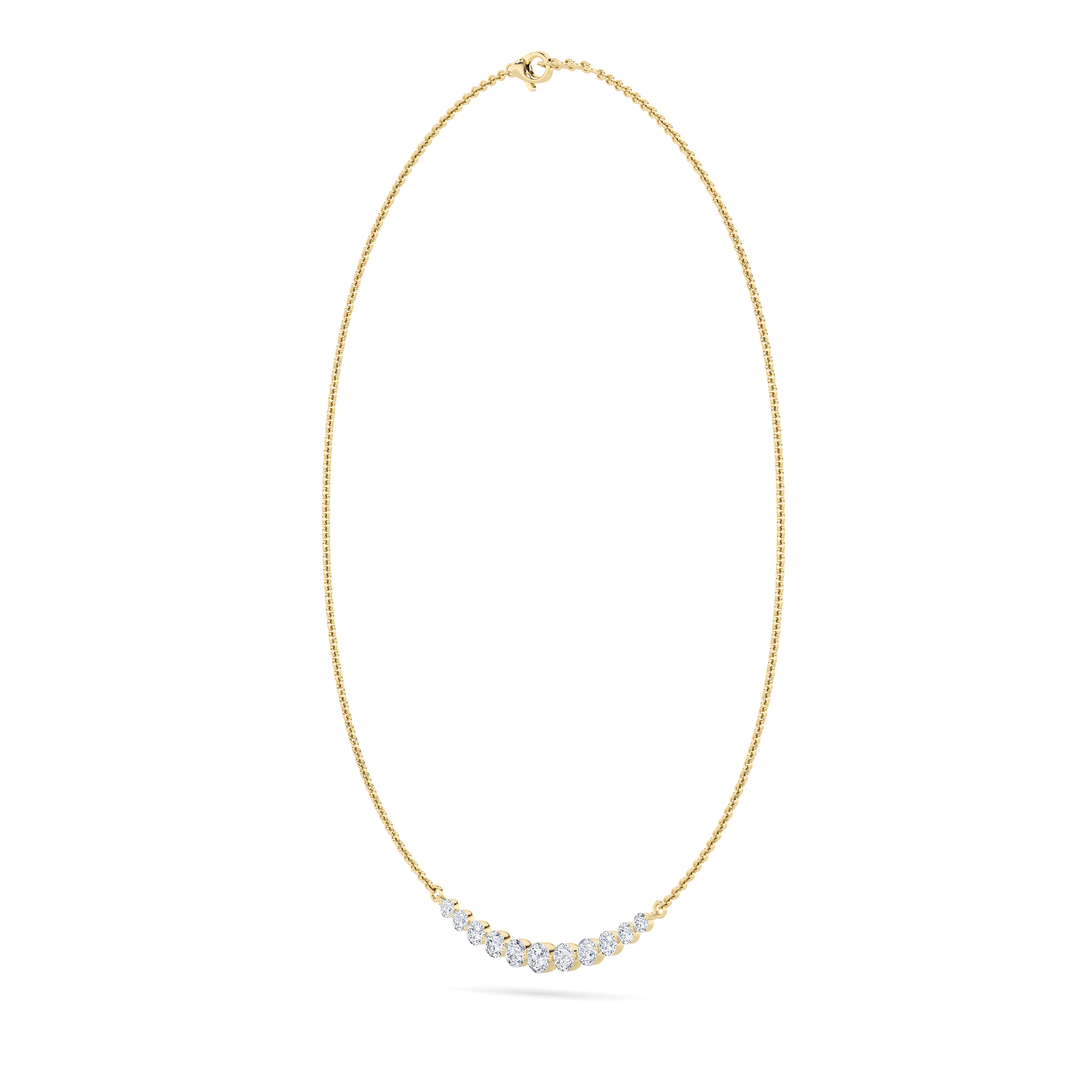 Round Shaped Lab Grown Diamond (F/VS) Graduating half Necklace in 14K Gold