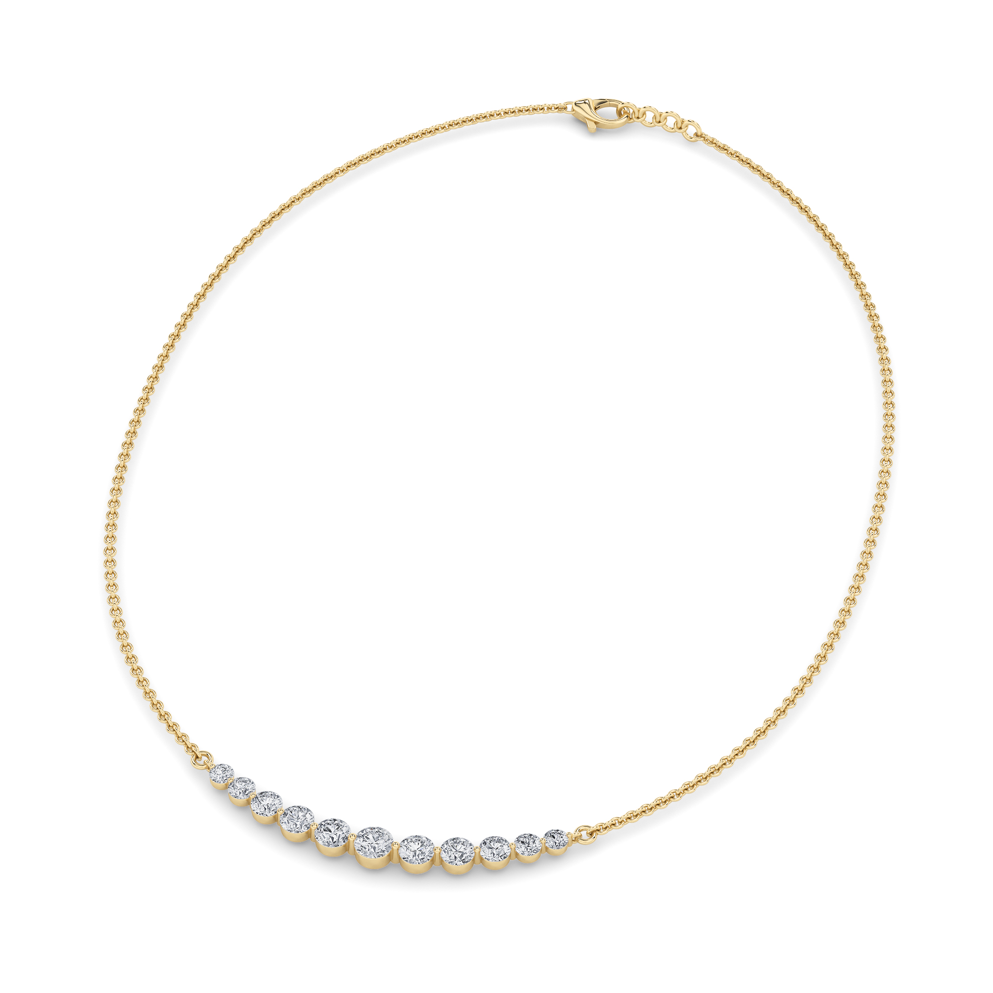 Round Shaped Lab Grown Diamond (F/VS) Graduating half Necklace in 14K Gold