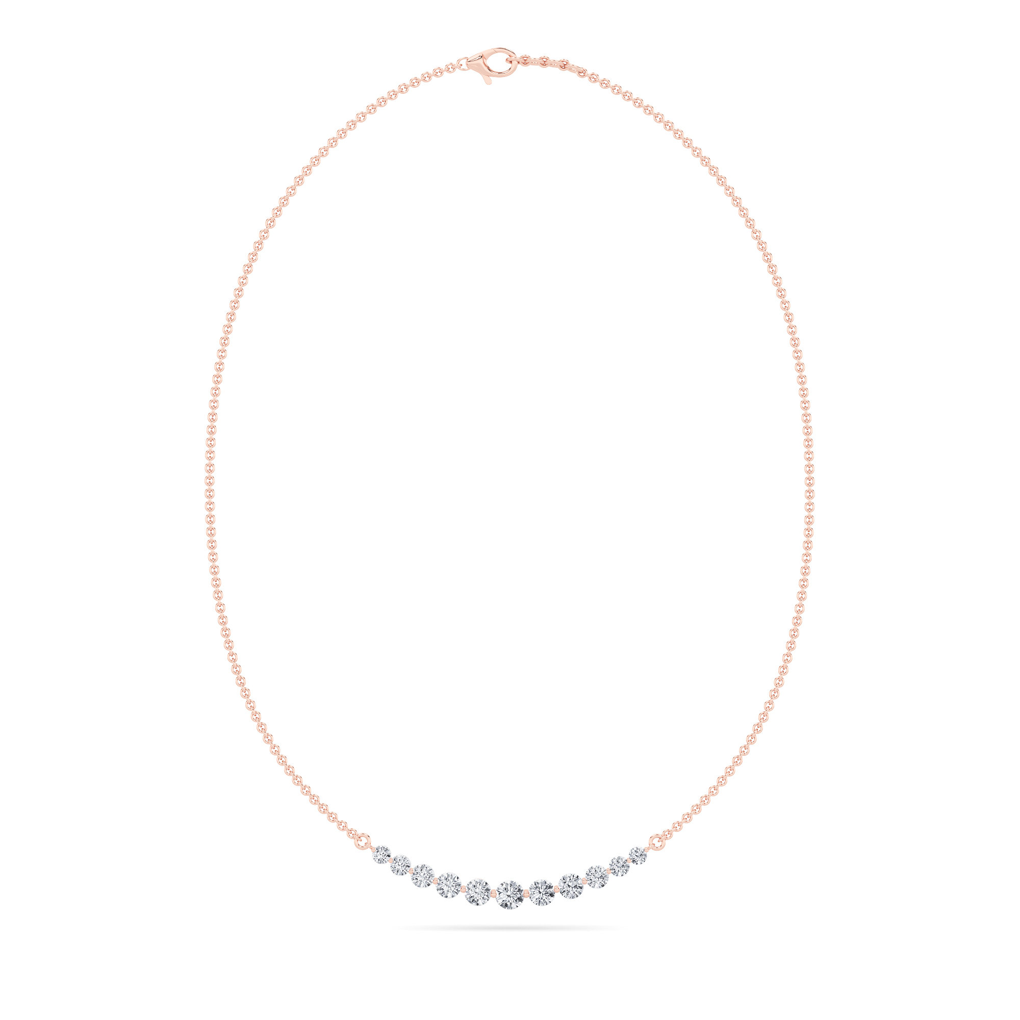 Round Shaped Lab Grown Diamond (F/VS) Graduating half Necklace in 14K Gold