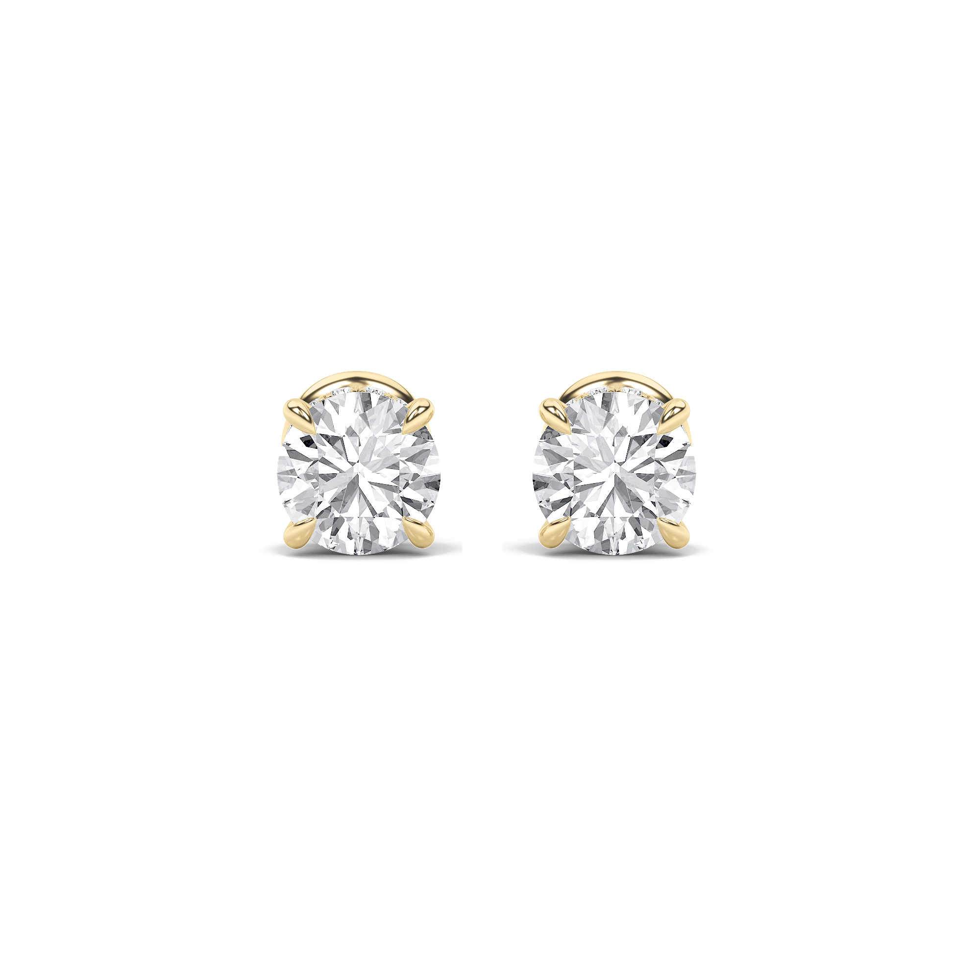 Round Shaped Lab Grown Diamond (F/VS) Hidden Halo Stud Earrings in 14K Gold