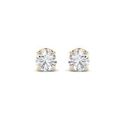 Round Shaped Lab Grown Diamond (F/VS) Hidden Halo Stud Earrings in 14K Gold