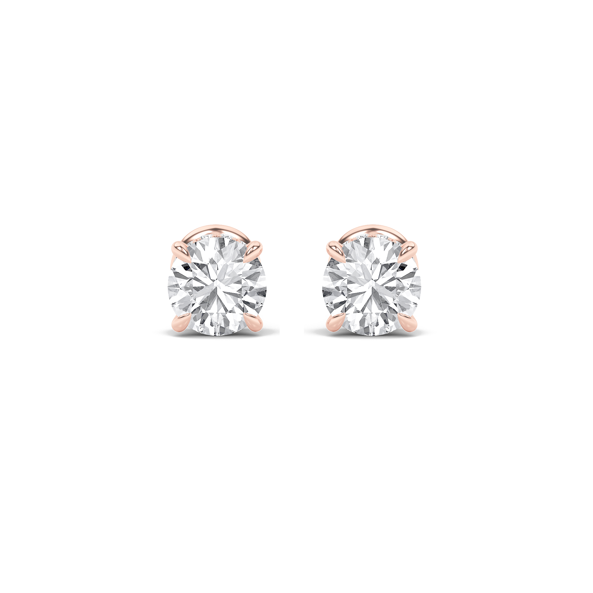 Round Shaped Lab Grown Diamond (F/VS) Hidden Halo Stud Earrings in 14K Gold