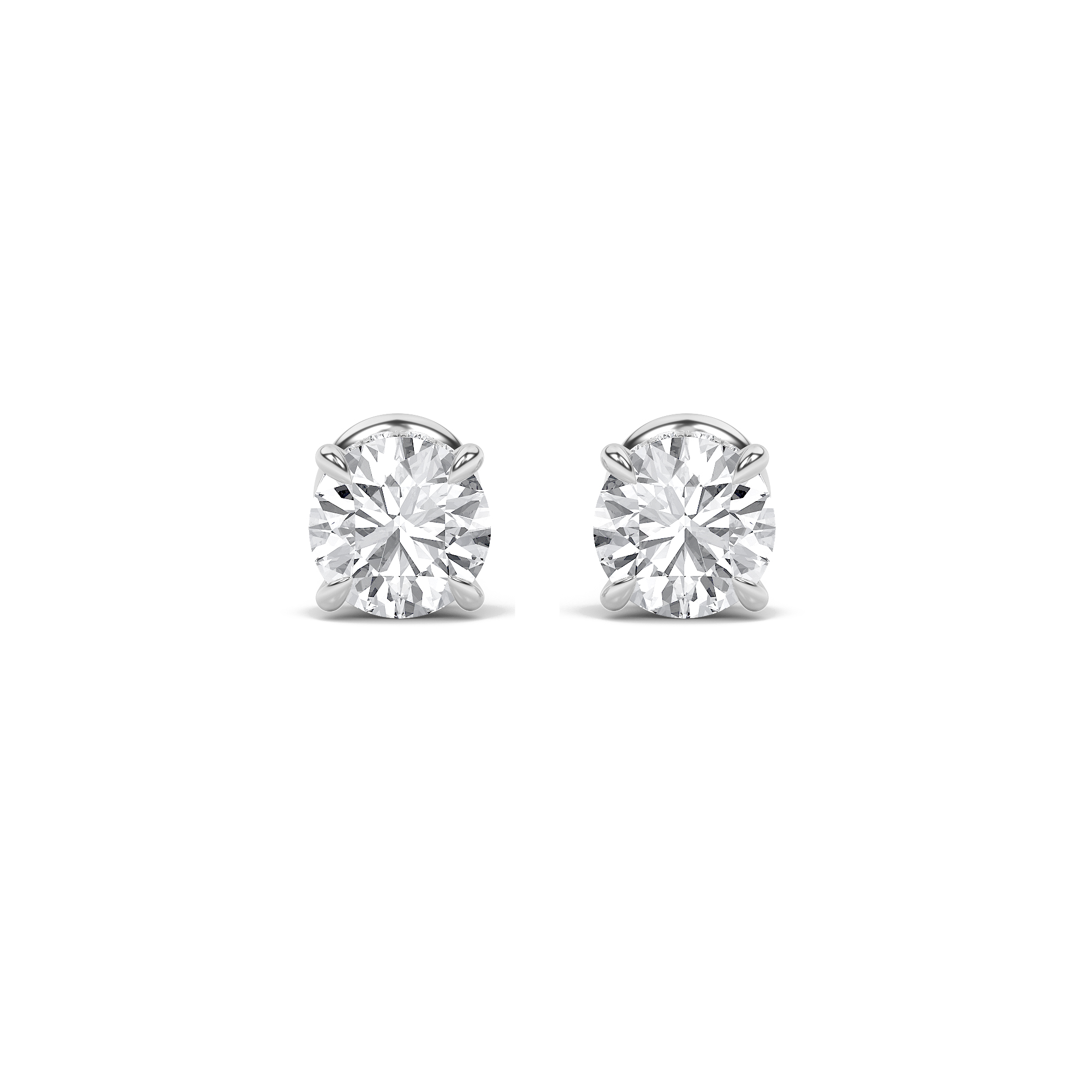 Round Shaped Lab Grown Diamond (F/VS) Hidden Halo Stud Earrings in 14K Gold