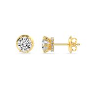 3Cttw Round Shaped Lab Grown Diamond (F/VS) Hidden Halo Stud Earrings in 14K Gold