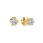 3Cttw Round Shaped Lab Grown Diamond (F/VS) Hidden Halo Stud Earrings in 14K Gold