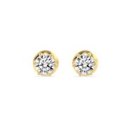 3Cttw Round Shaped Lab Grown Diamond (F/VS) Hidden Halo Stud Earrings in 14K Gold