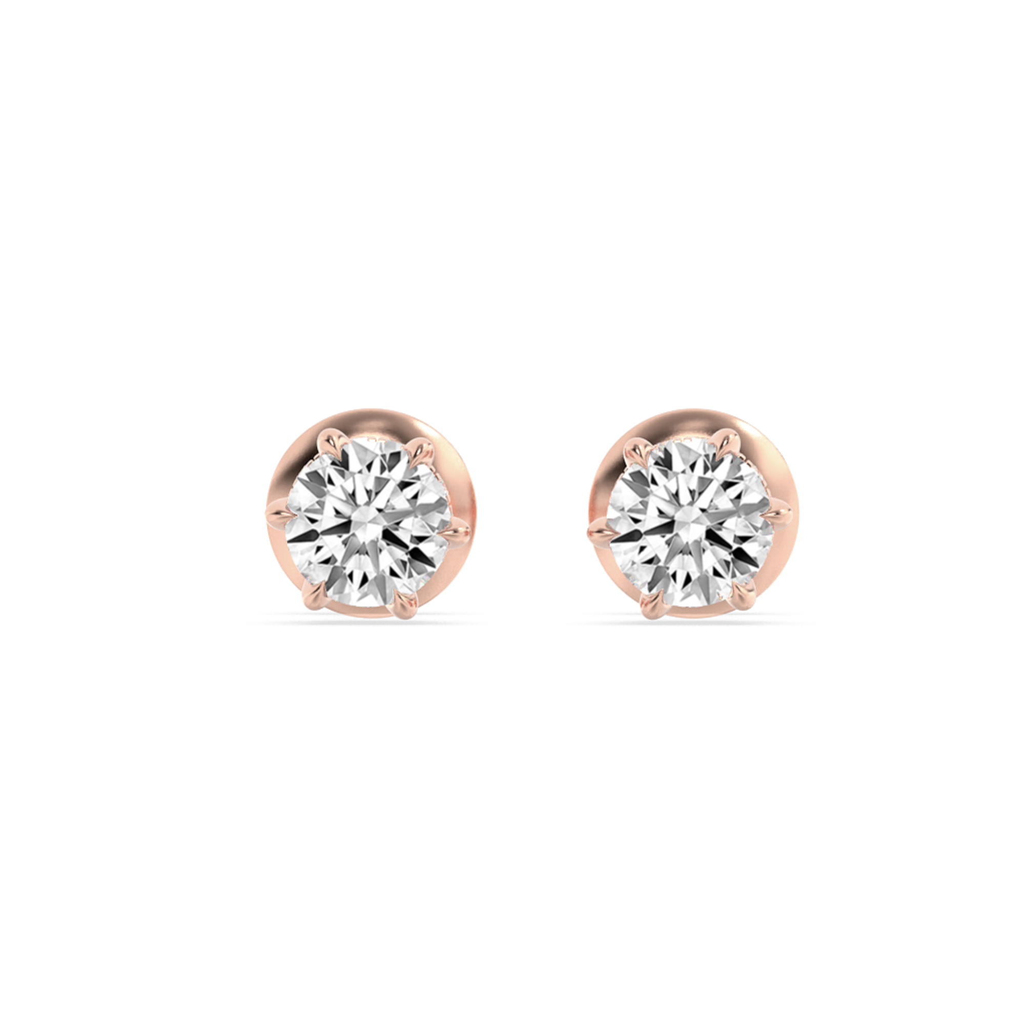 3Cttw Round Shaped Lab Grown Diamond (F/VS) Hidden Halo Stud Earrings in 14K Gold