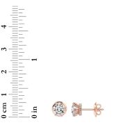 3Cttw Round Shaped Lab Grown Diamond (F/VS) Hidden Halo Stud Earrings in 14K Gold