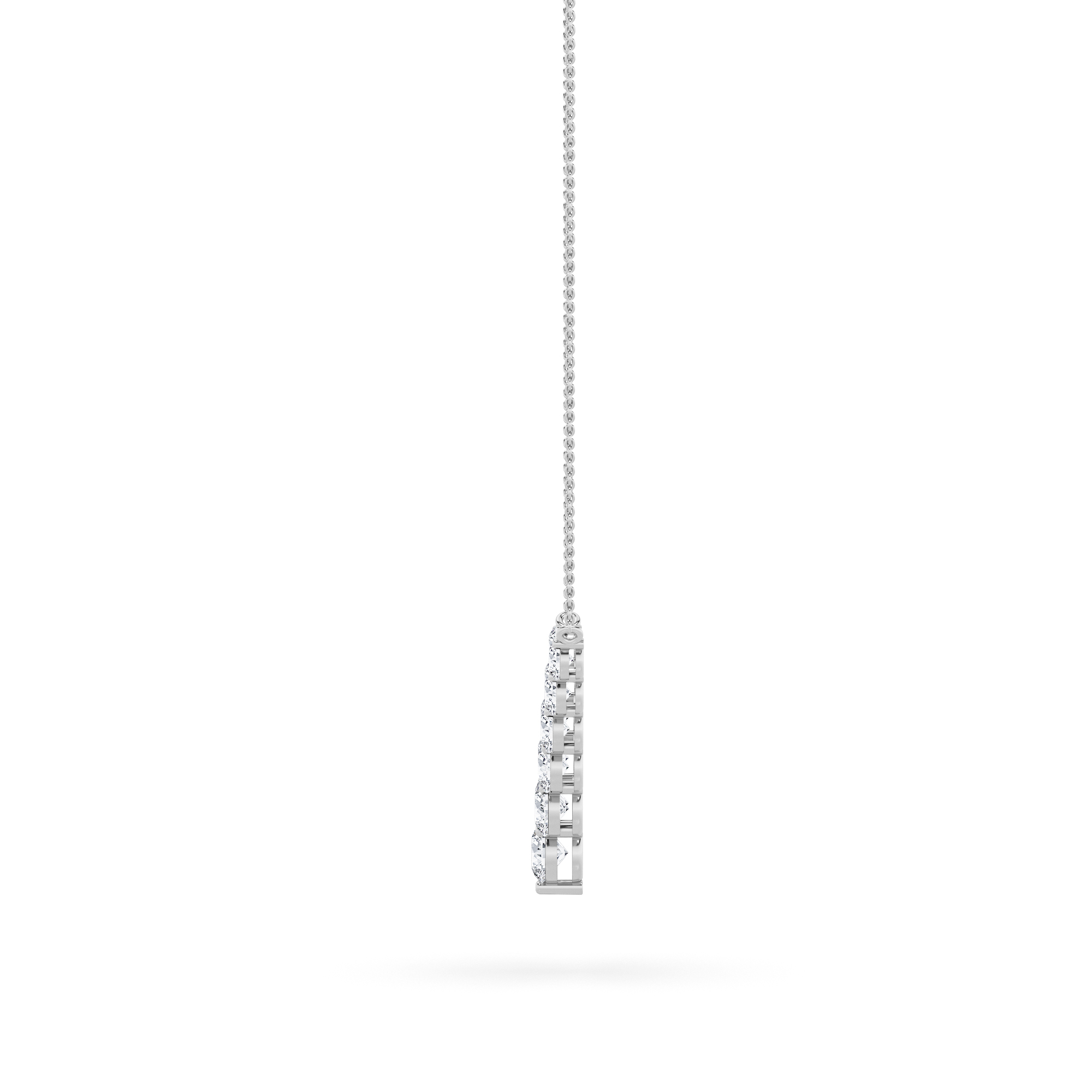 Round Shaped Lab Grown Diamond (F/VS) Graduating V Necklace in 14K Gold
