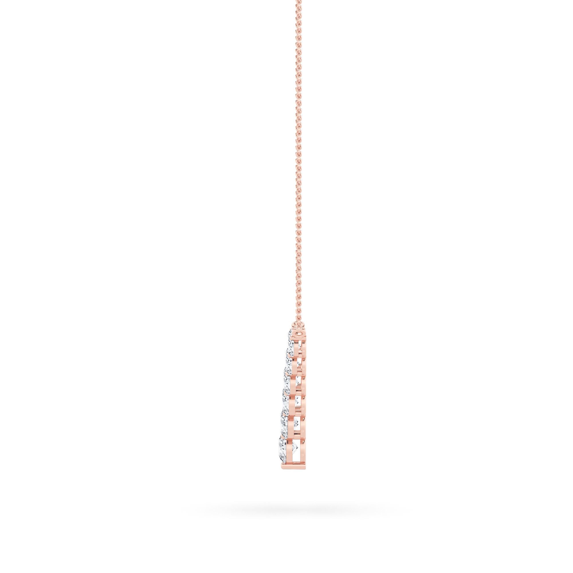 Round Shaped Lab Grown Diamond (F/VS) Graduating V Necklace in 14K Gold