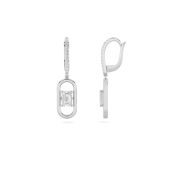 Emerald Shaped Lab Grown Diamond (F/VS) Paperclip Dangle Earrings in 14K Gold