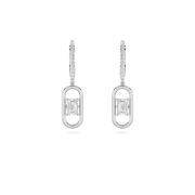 Emerald Shaped Lab Grown Diamond (F/VS) Paperclip Dangle Earrings in 14K Gold