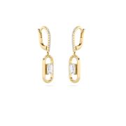 Emerald Shaped Lab Grown Diamond (F/VS) Paperclip Dangle Earrings in 14K Gold